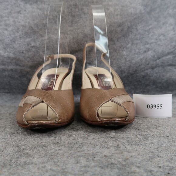 Bally Shoes Womens 7 Slingback Pump Peep Toe Heels Leather Fashion Classic Retro - Picture 4 of 16